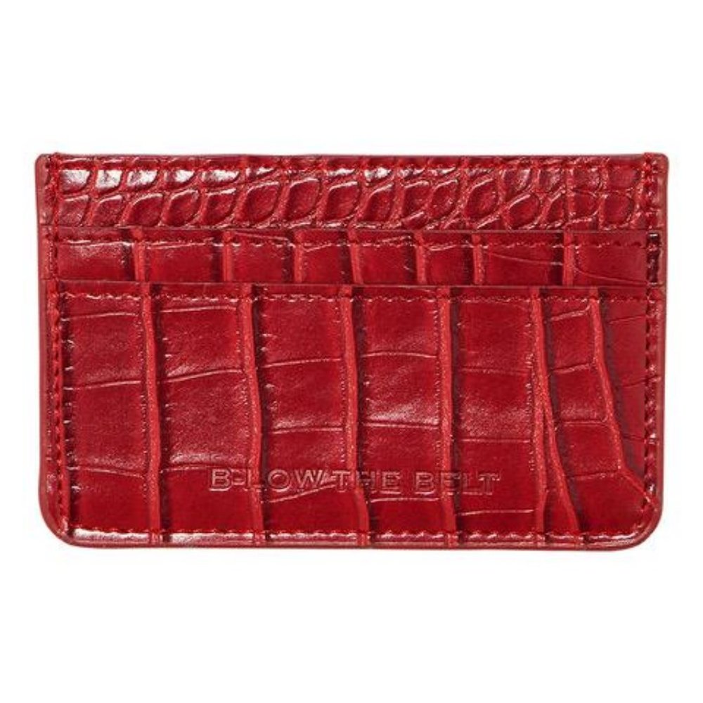 B-LOW THE BELT CROC CARD CASE Red Vegan Leather